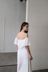 flare top off shoulder dress