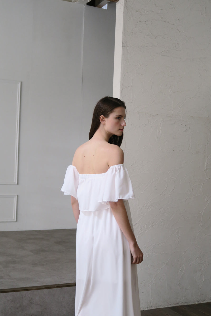 flare top off shoulder dress