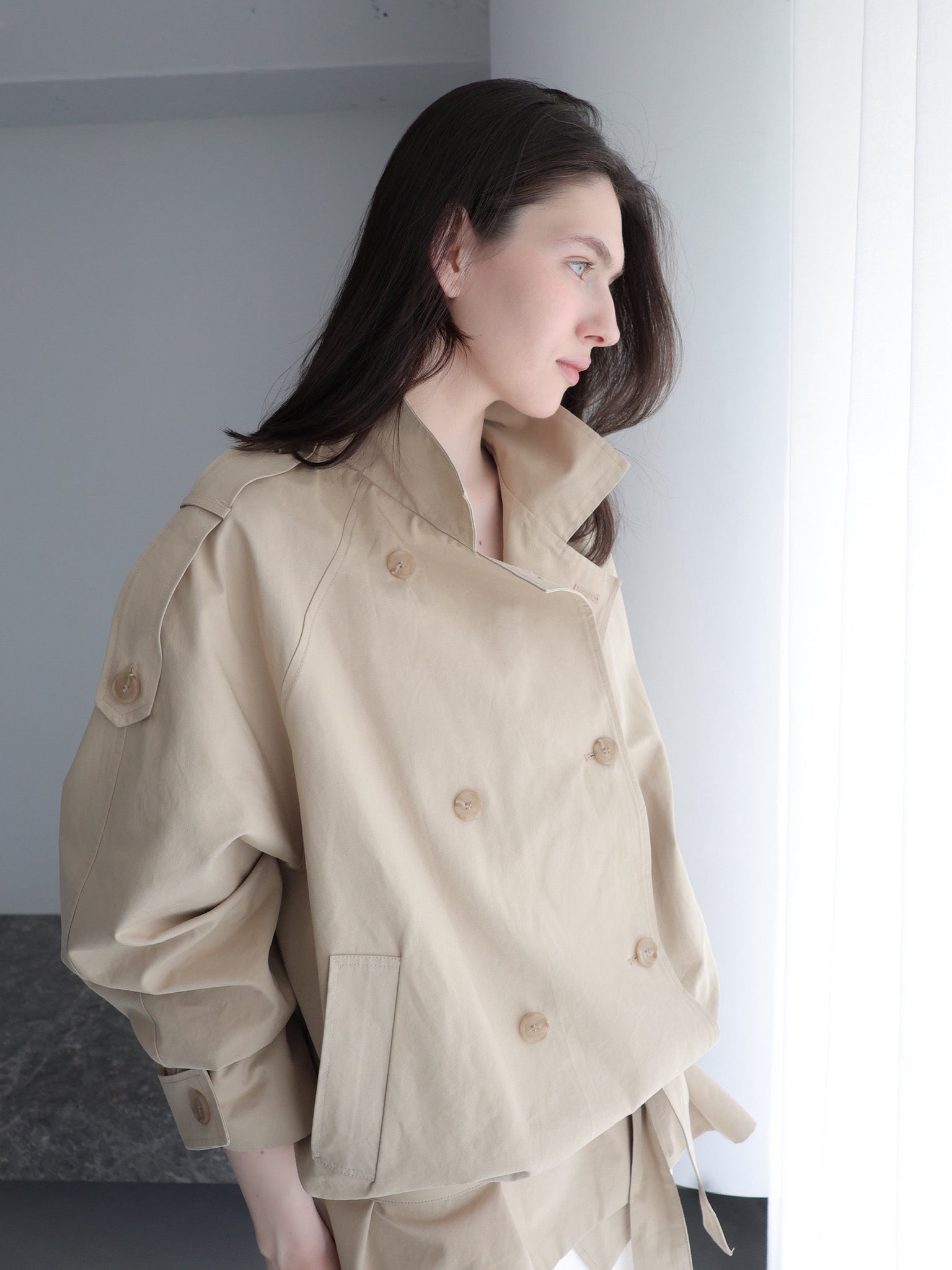 modern short trench coat