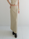 raw hem slim long skirt