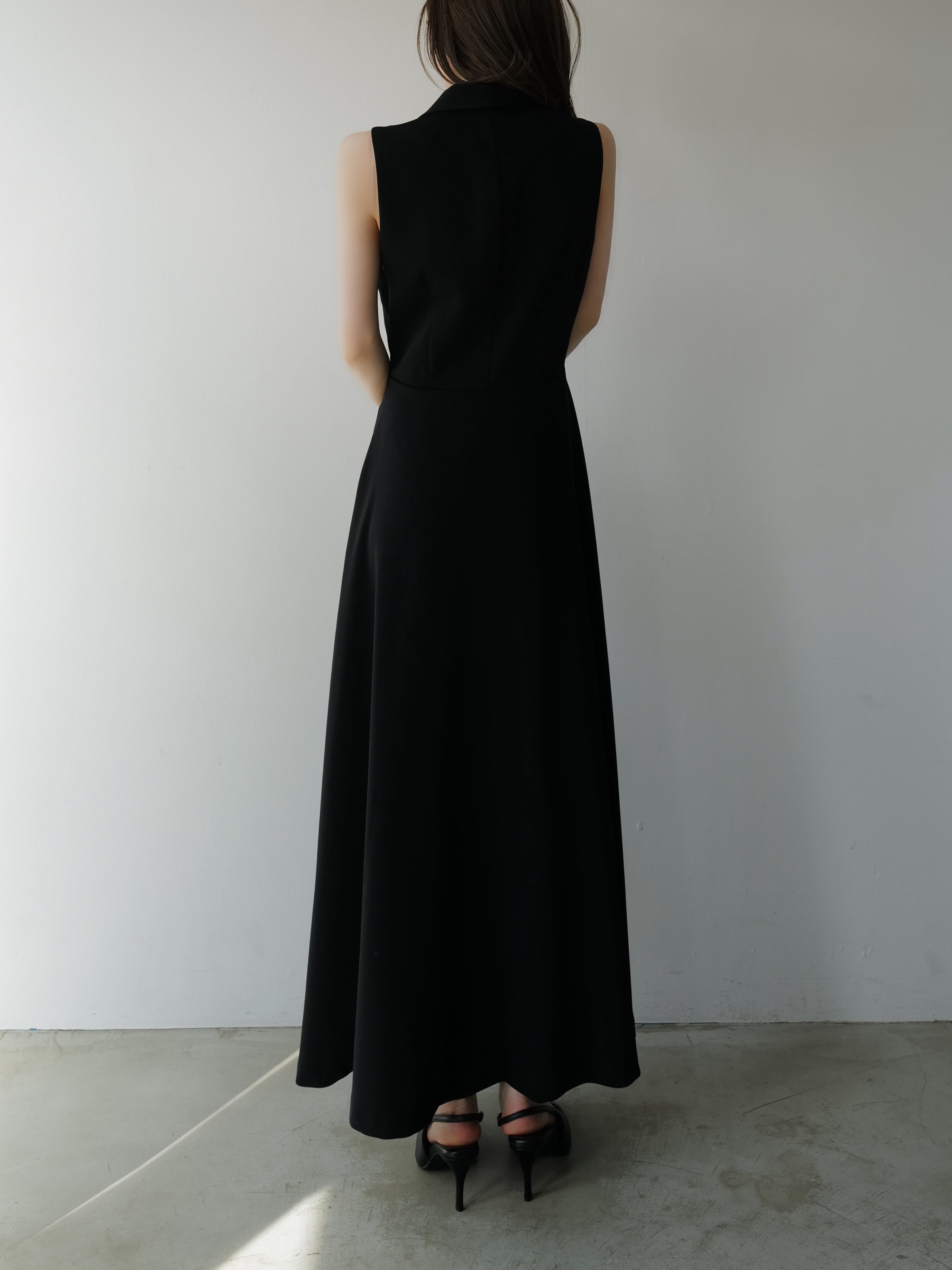 shawl collar sleeveless dress