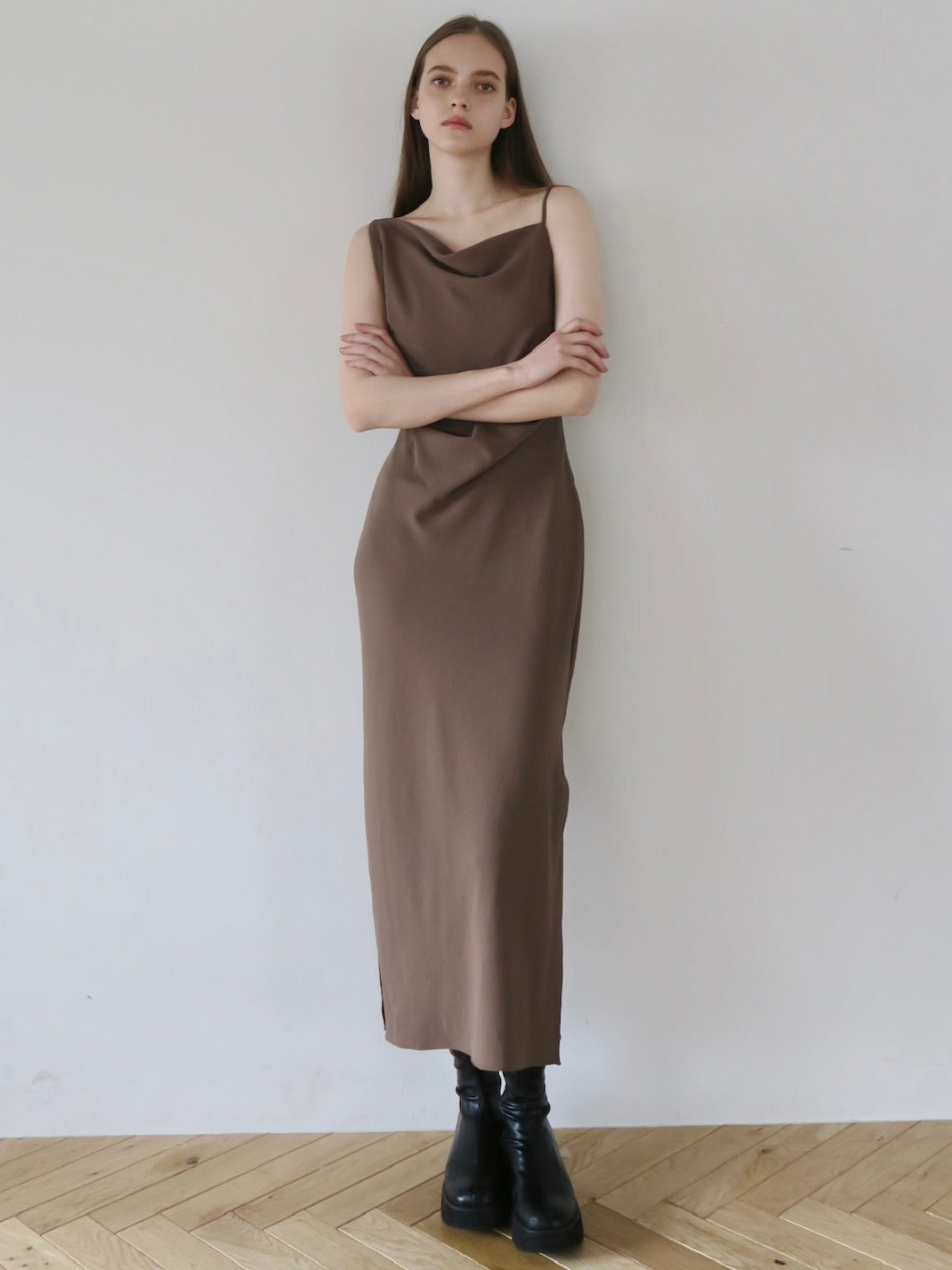 ワンピース velour asymmetry drape cami dress asymmetry drape cami dress – célon