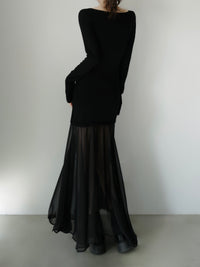 sheer layered maxi dress