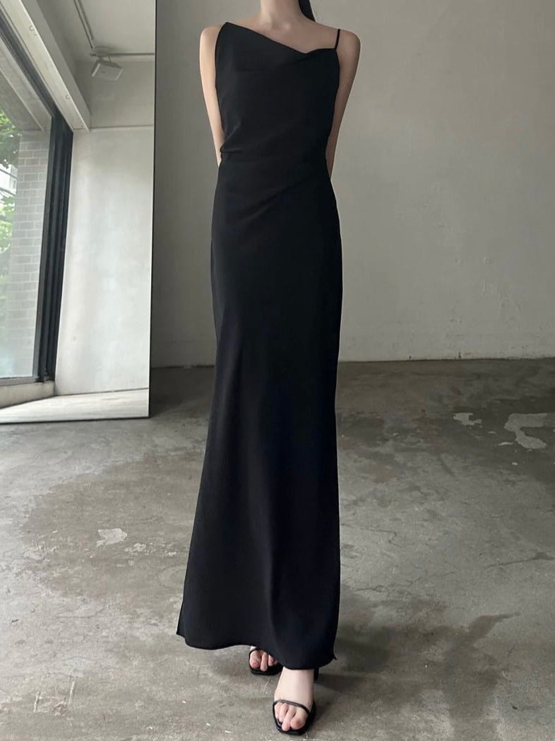 asymmetry drape cami dress