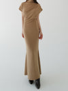 mock neck drape dress