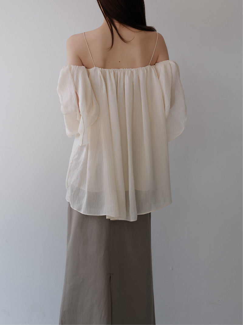 off shoulder chiffon blouse
