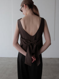 back ribbon linen blouse