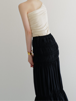 one shoulder ruched tank
