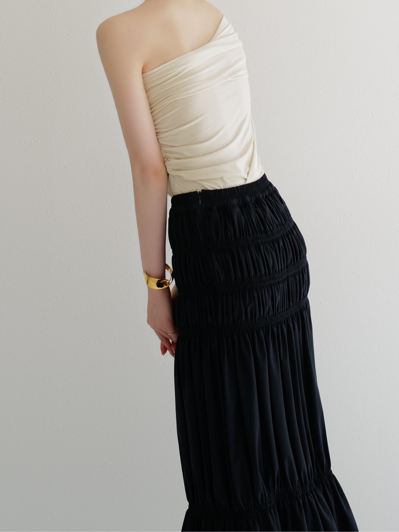 one shoulder ruched tank