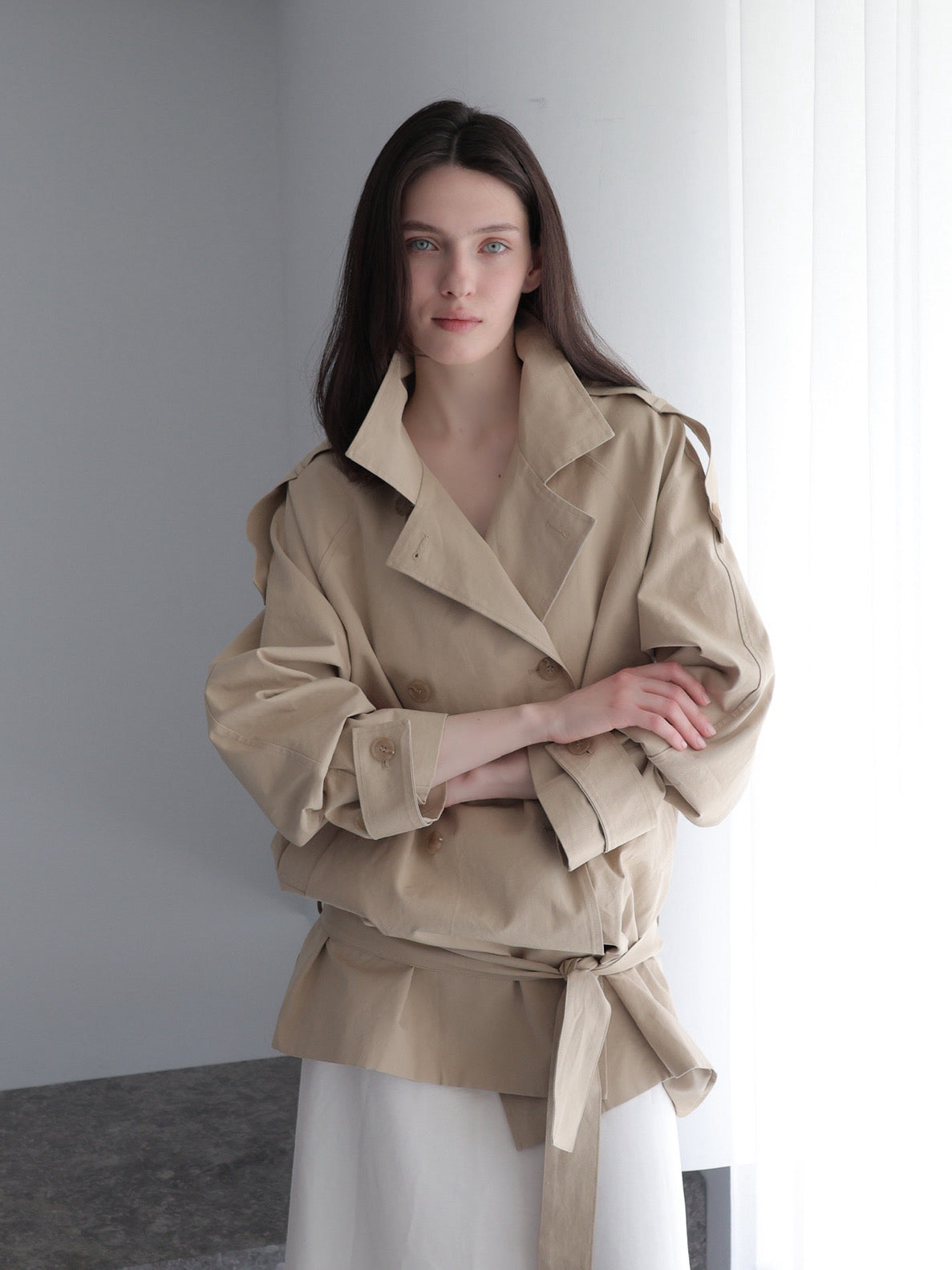 modern short trench coat