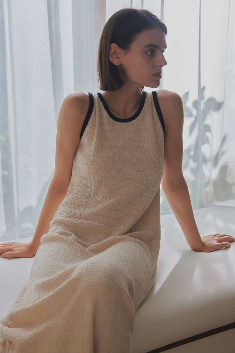 bicolor long knit dress