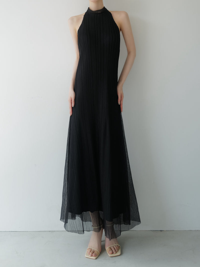 tulle pleats halter dress