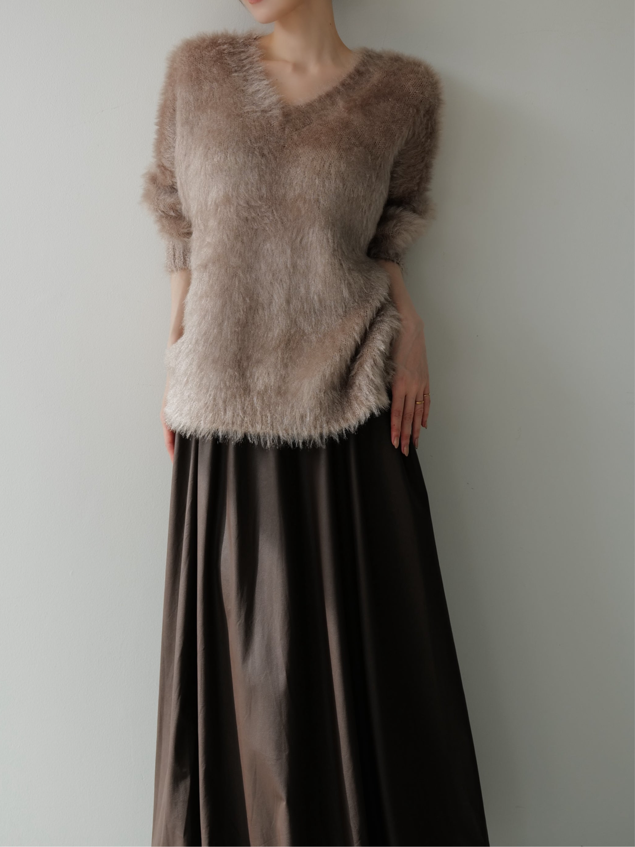 fuzzy v neck sweater