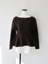 textured peplum knit set