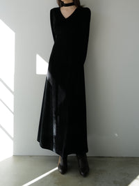 velour tie flare dress