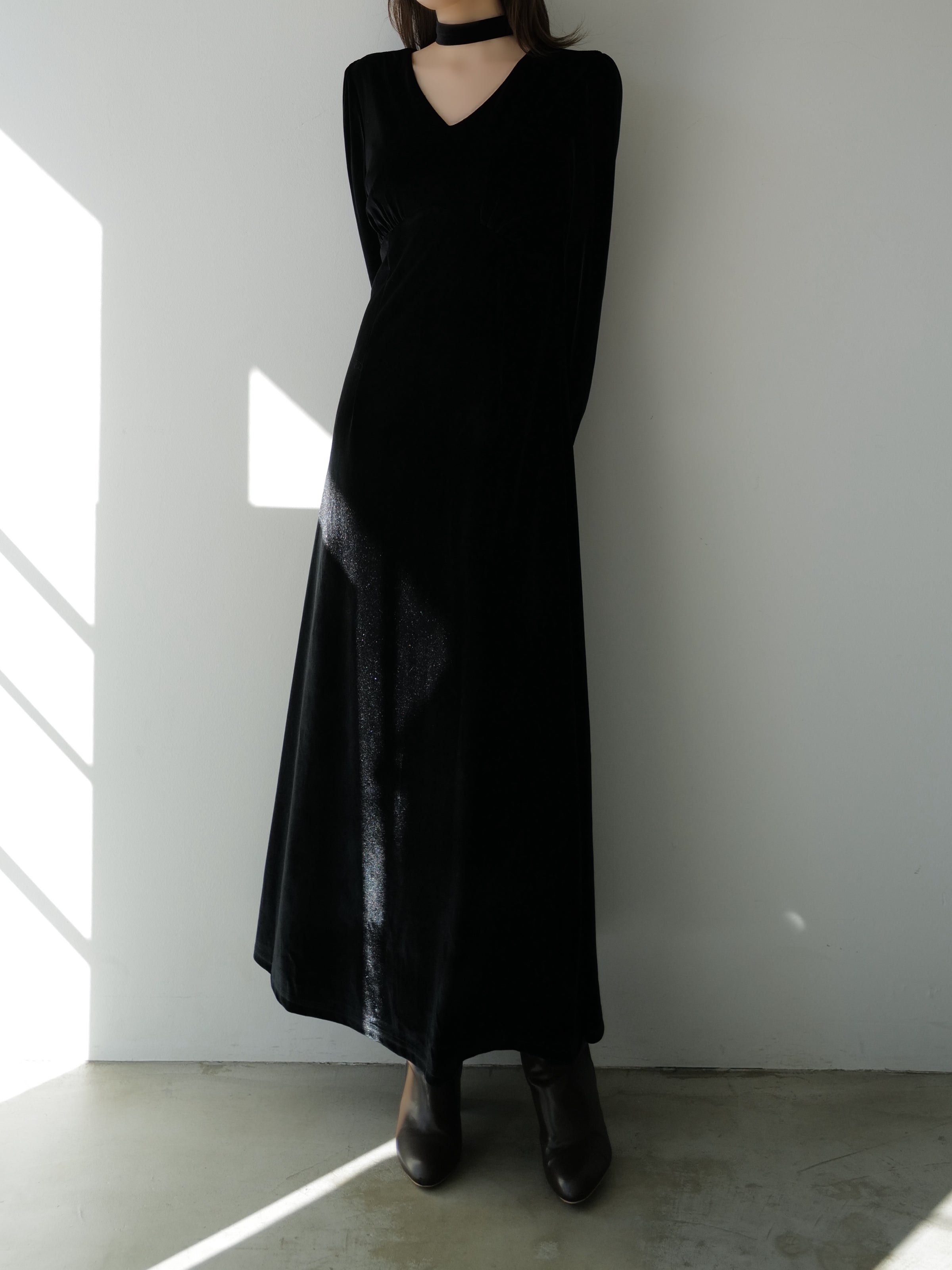 velour tie flare dress