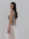 shiny cap sleeve knit top