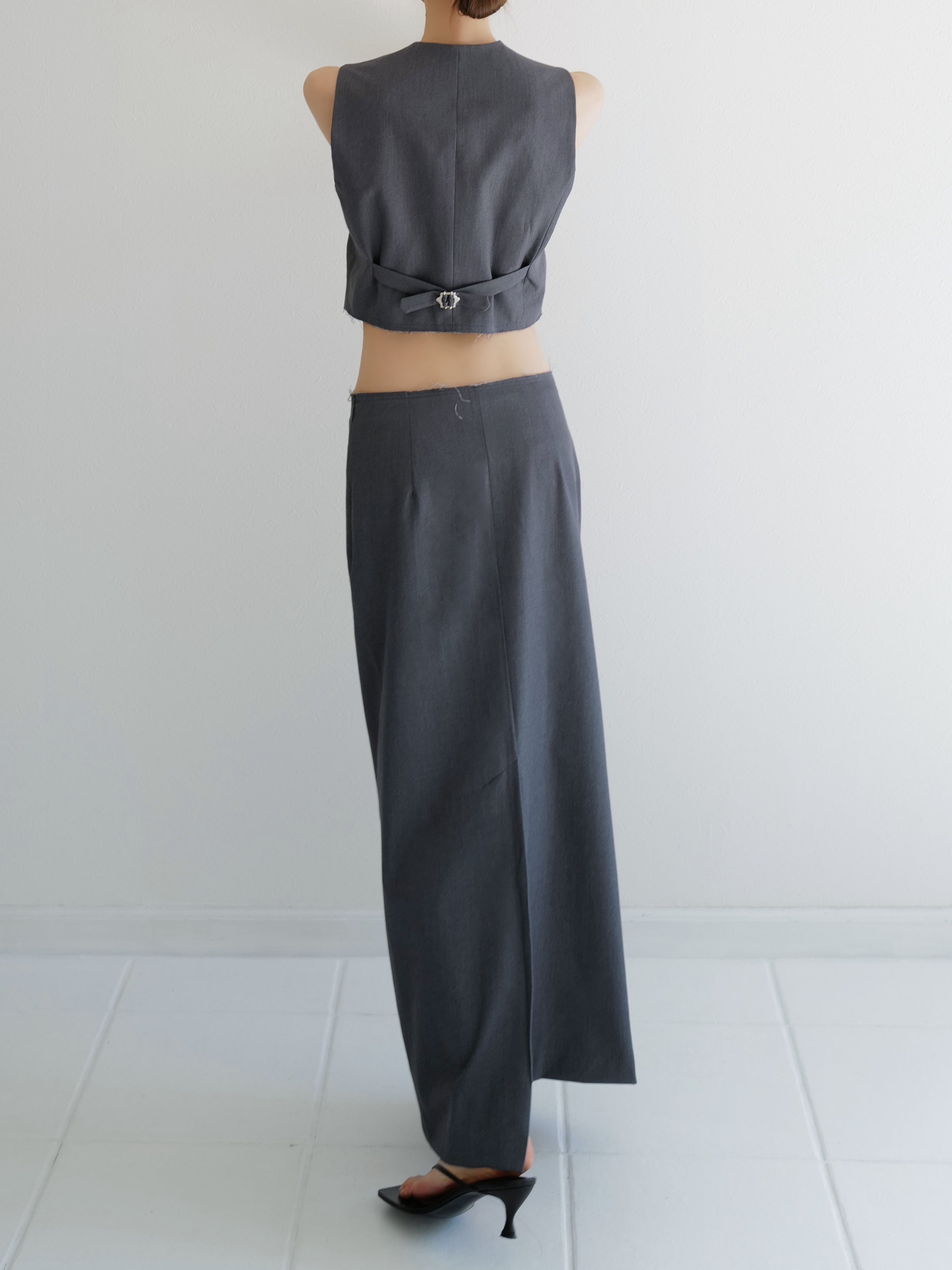 summer sale / raw hem slim long skirt