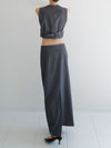 raw hem slim long skirt