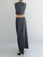 raw hem slim long skirt