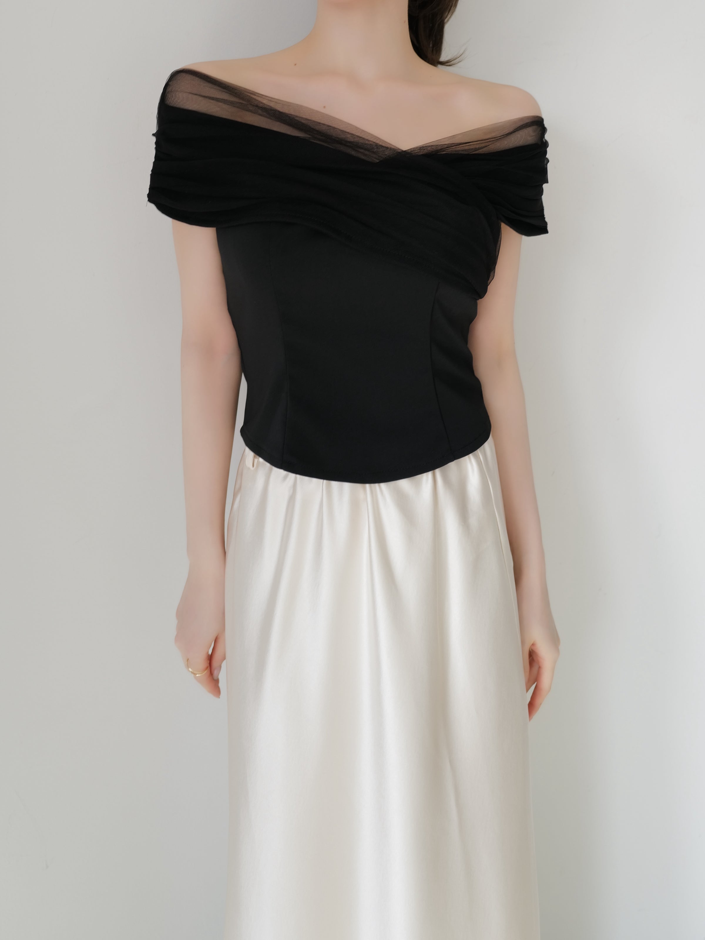 soft sheer cross shoulder blouse