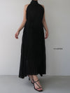 pleated halter maxi dress