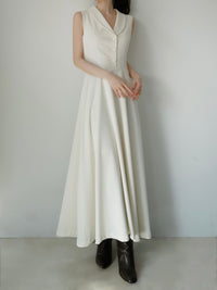 shawl collar sleeveless dress