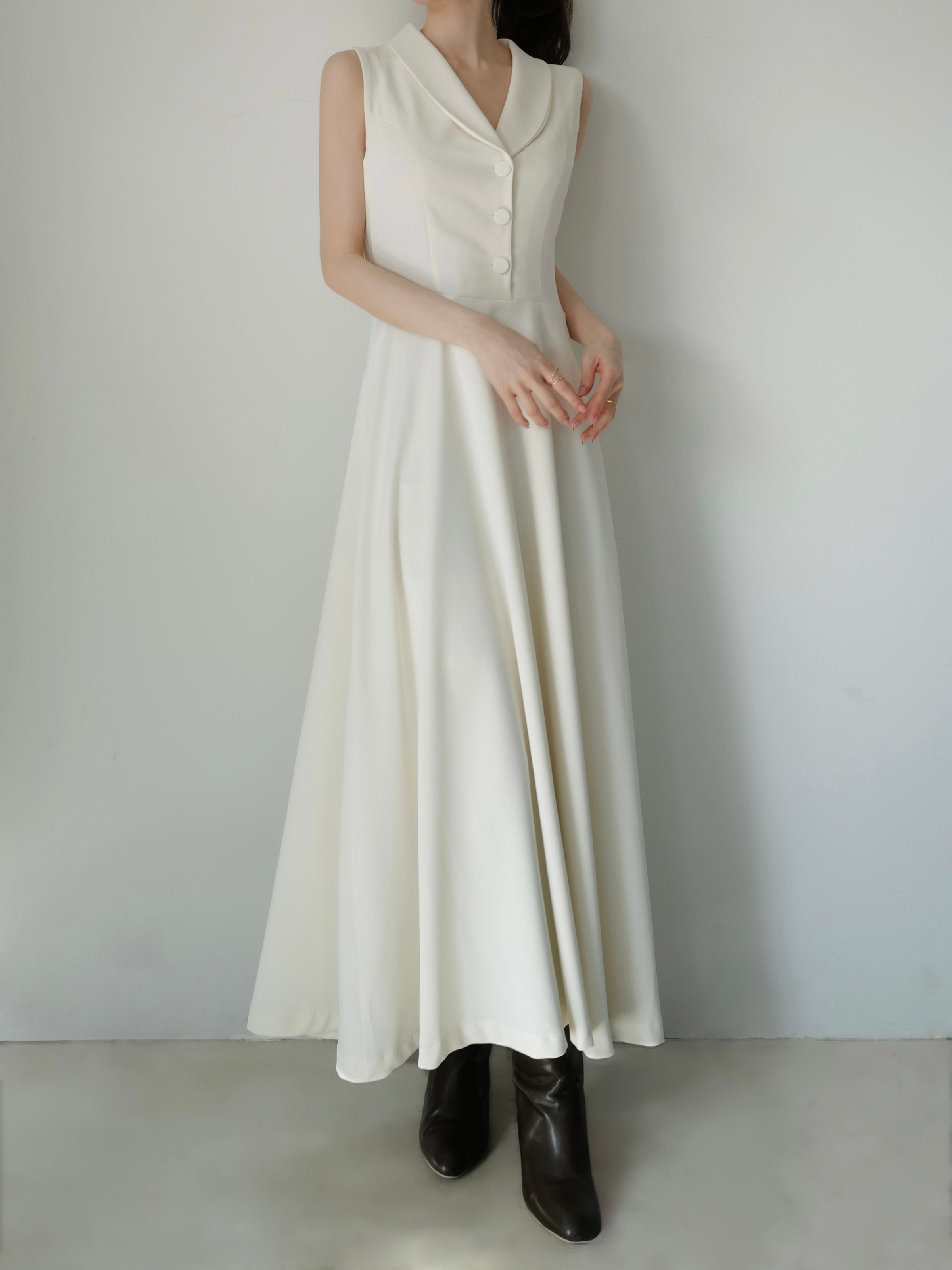 shawl collar sleeveless dress