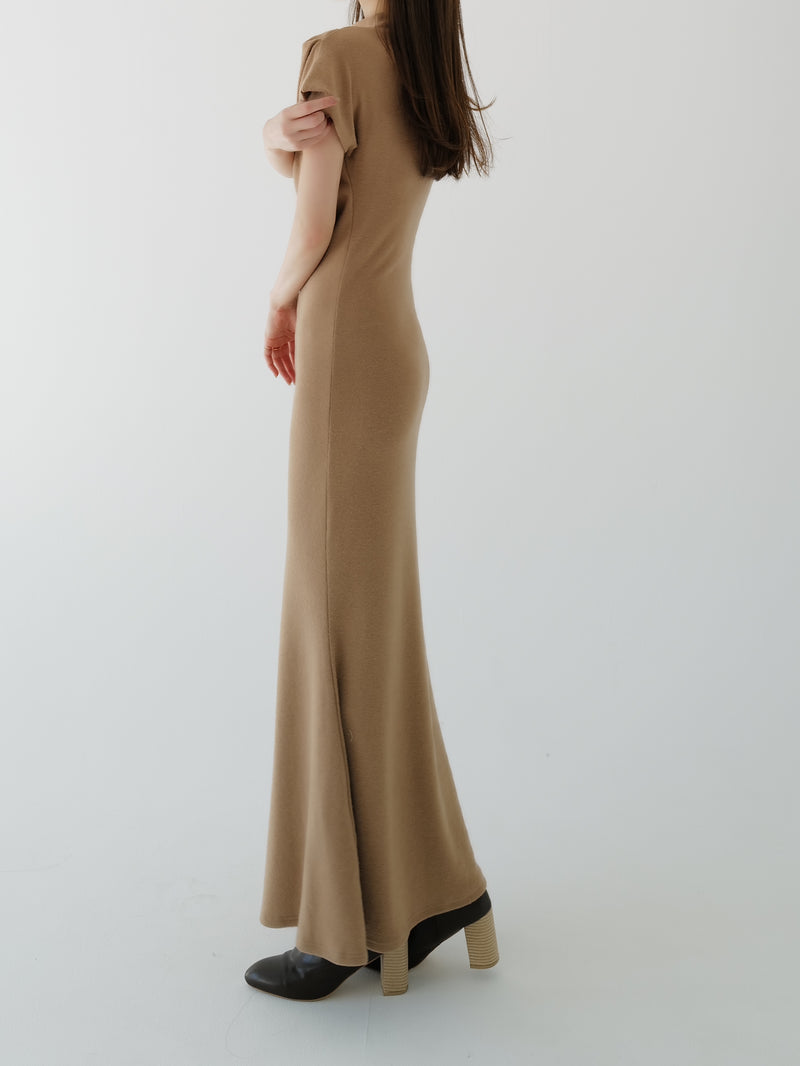 mock neck drape dress