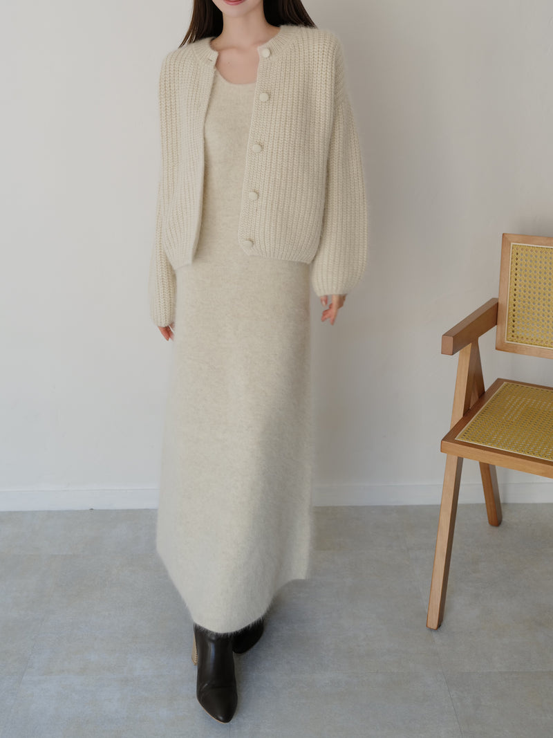 angora balloon knit cardigan