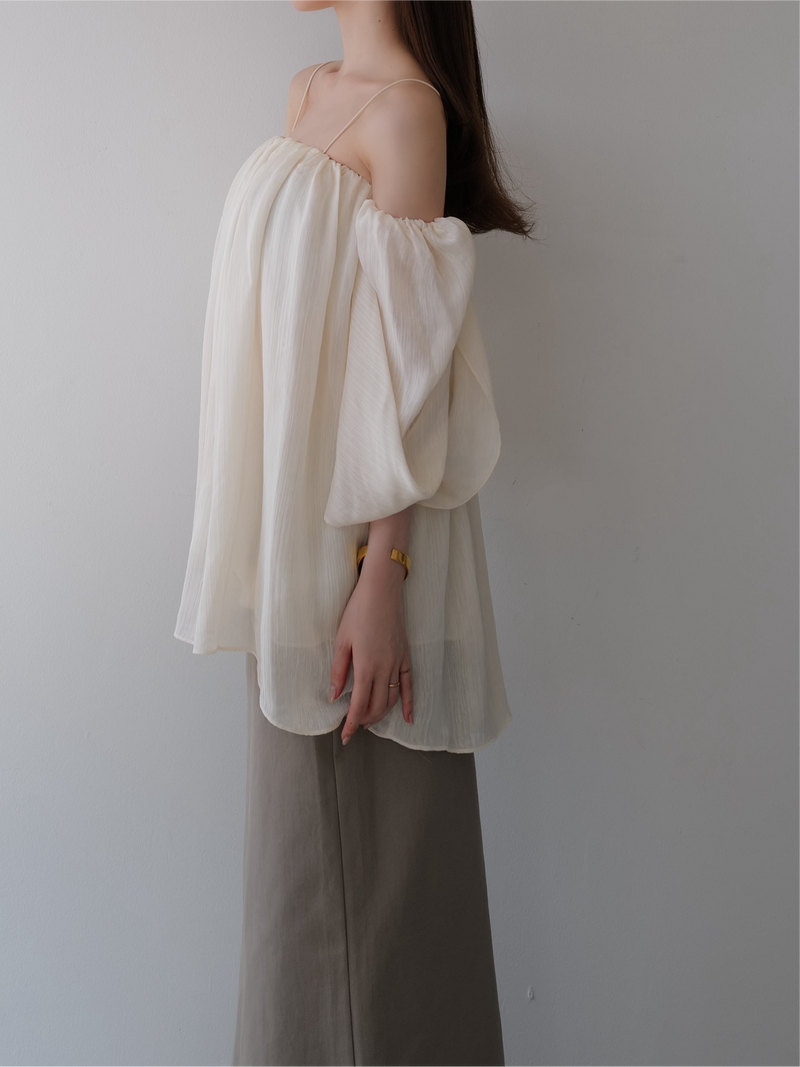 off shoulder chiffon blouse
