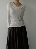 cowl silhouette stretching tops