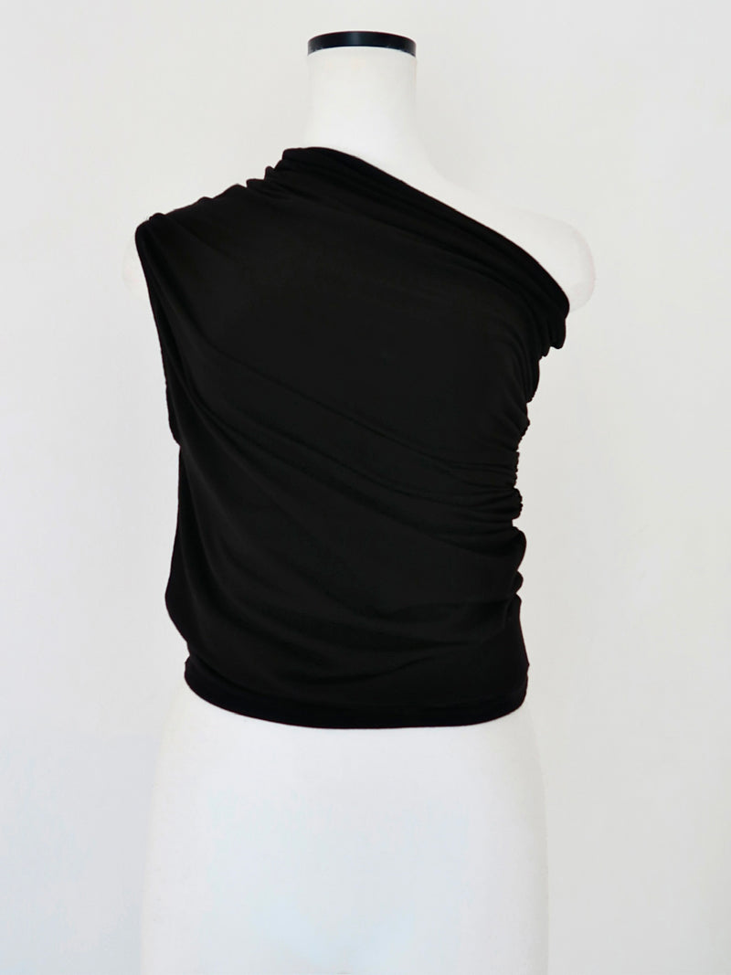one shoulder ruched tank