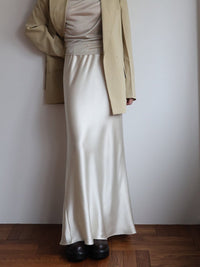 silky satin long skirt