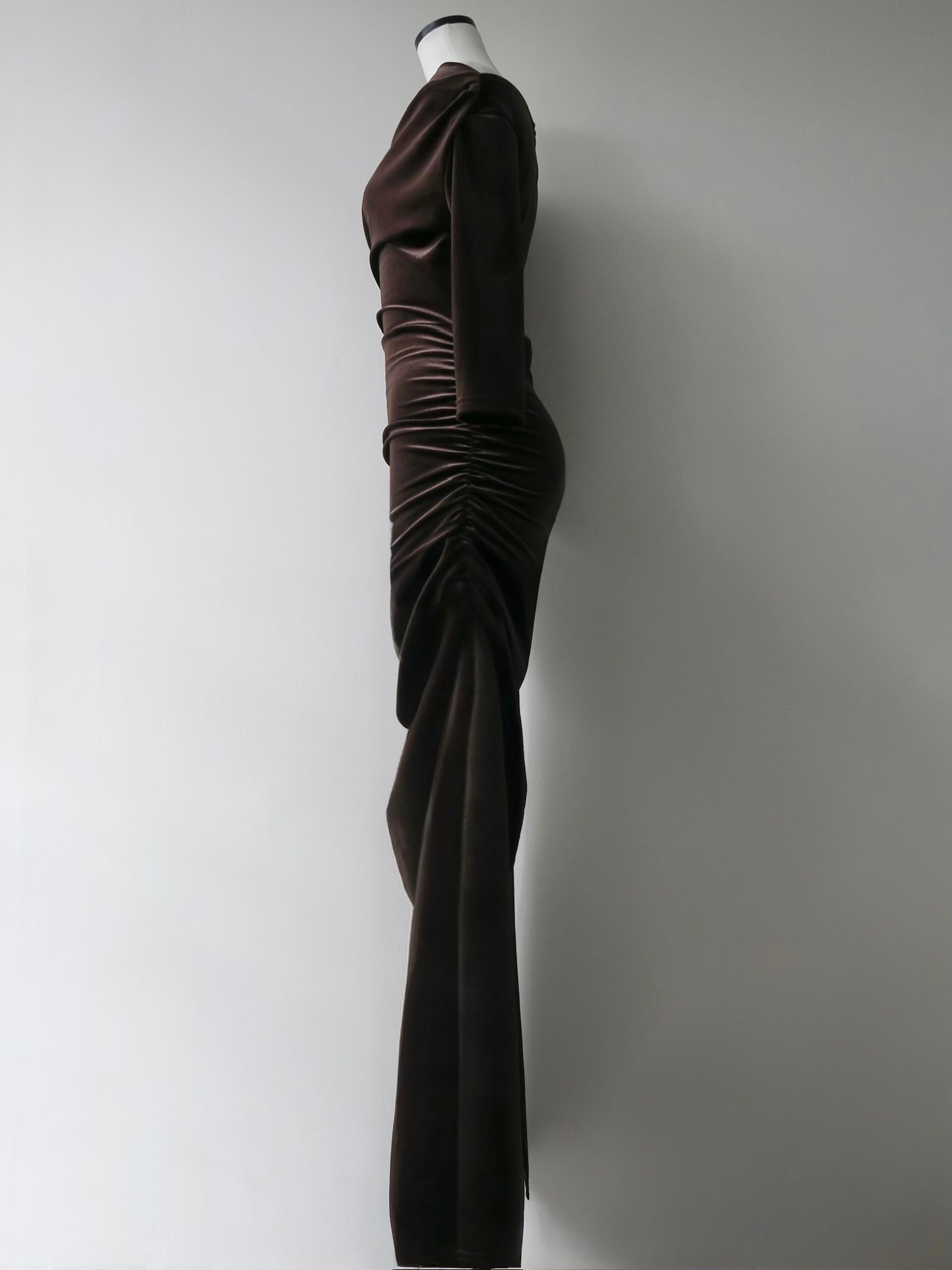shirring drape velour dress