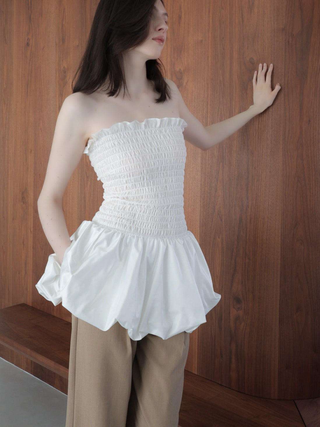 volume flare mini dress