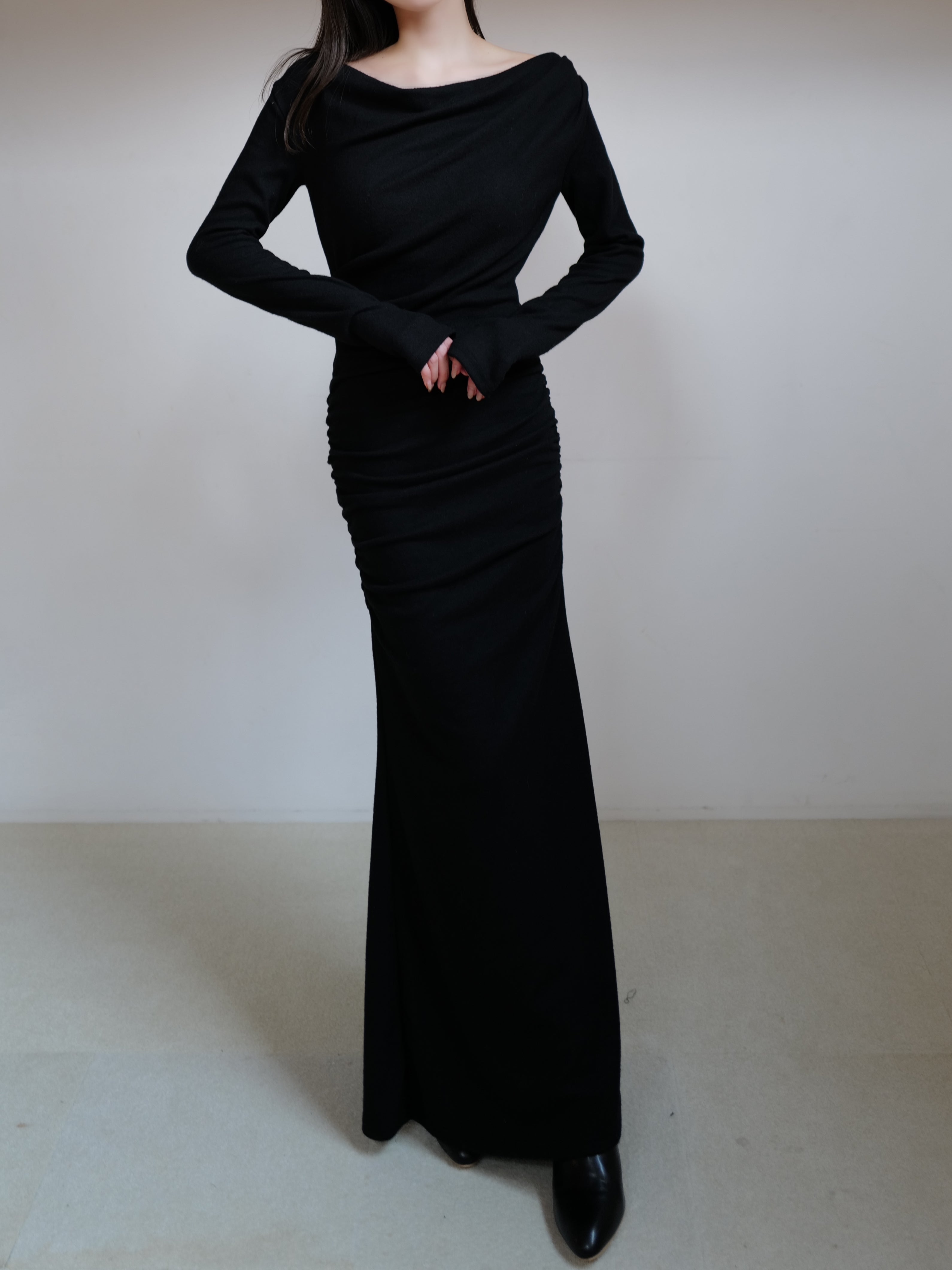 shirring drape dress – célon