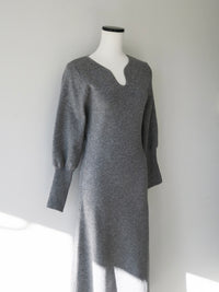 design neck flared long dress