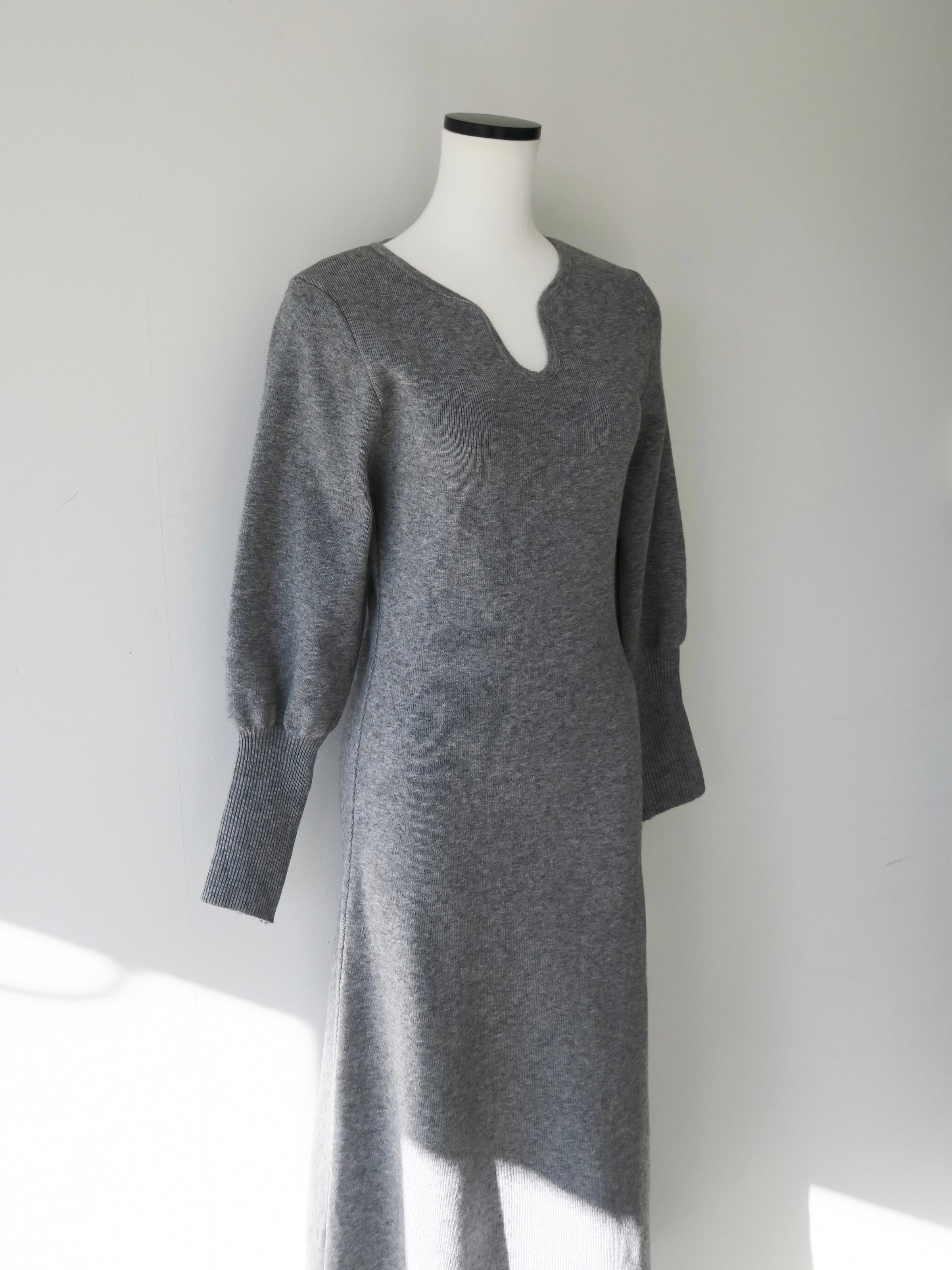 design neck flared long dress