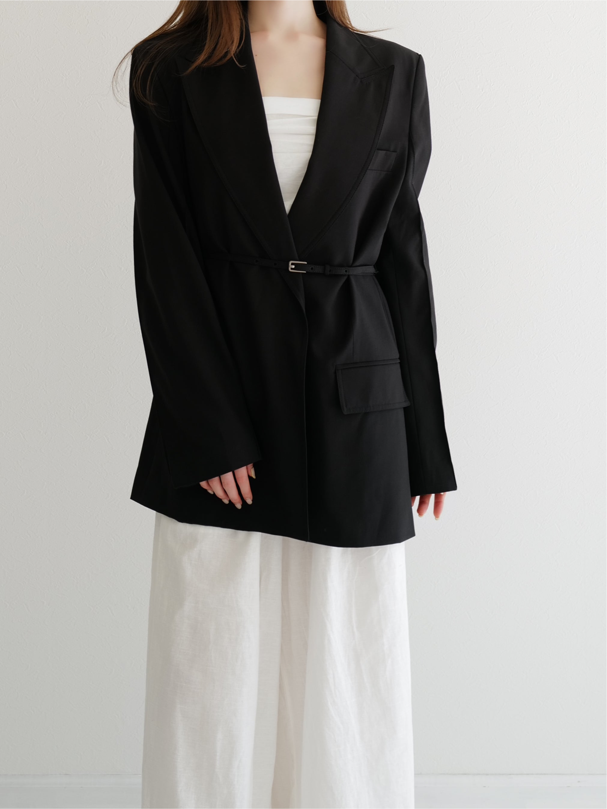 wool belted tailored jacket