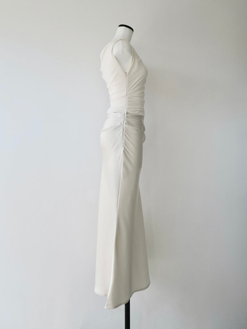 sheer nuance gathered dress