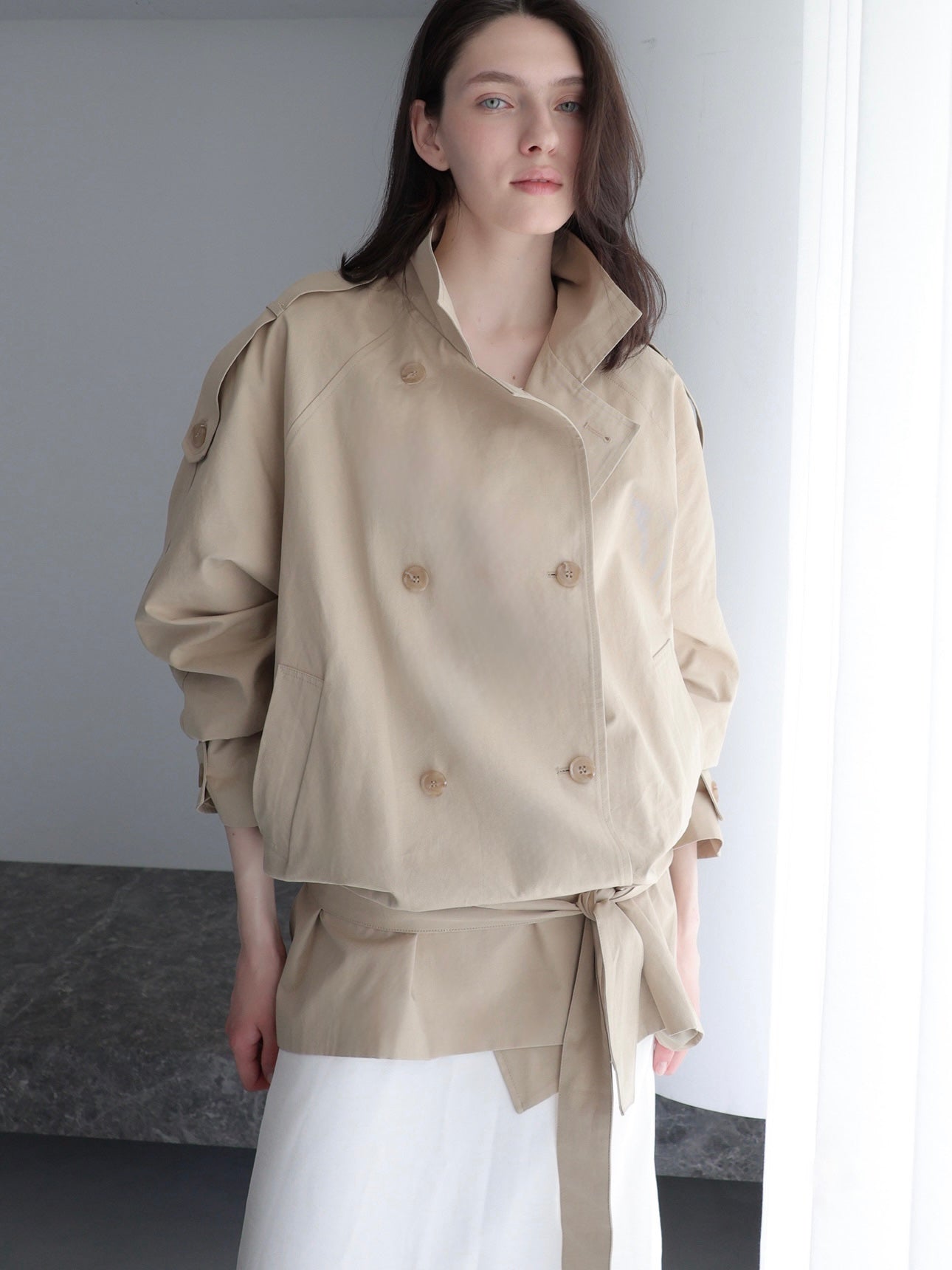 modern short trench coat