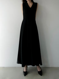 shawl collar sleeveless dress
