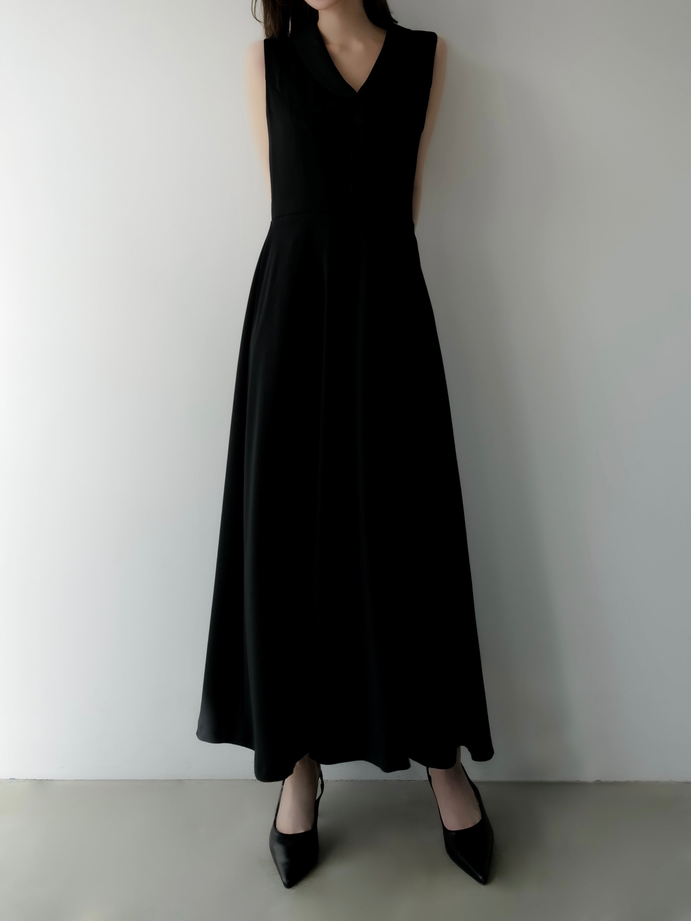 shawl collar sleeveless dress