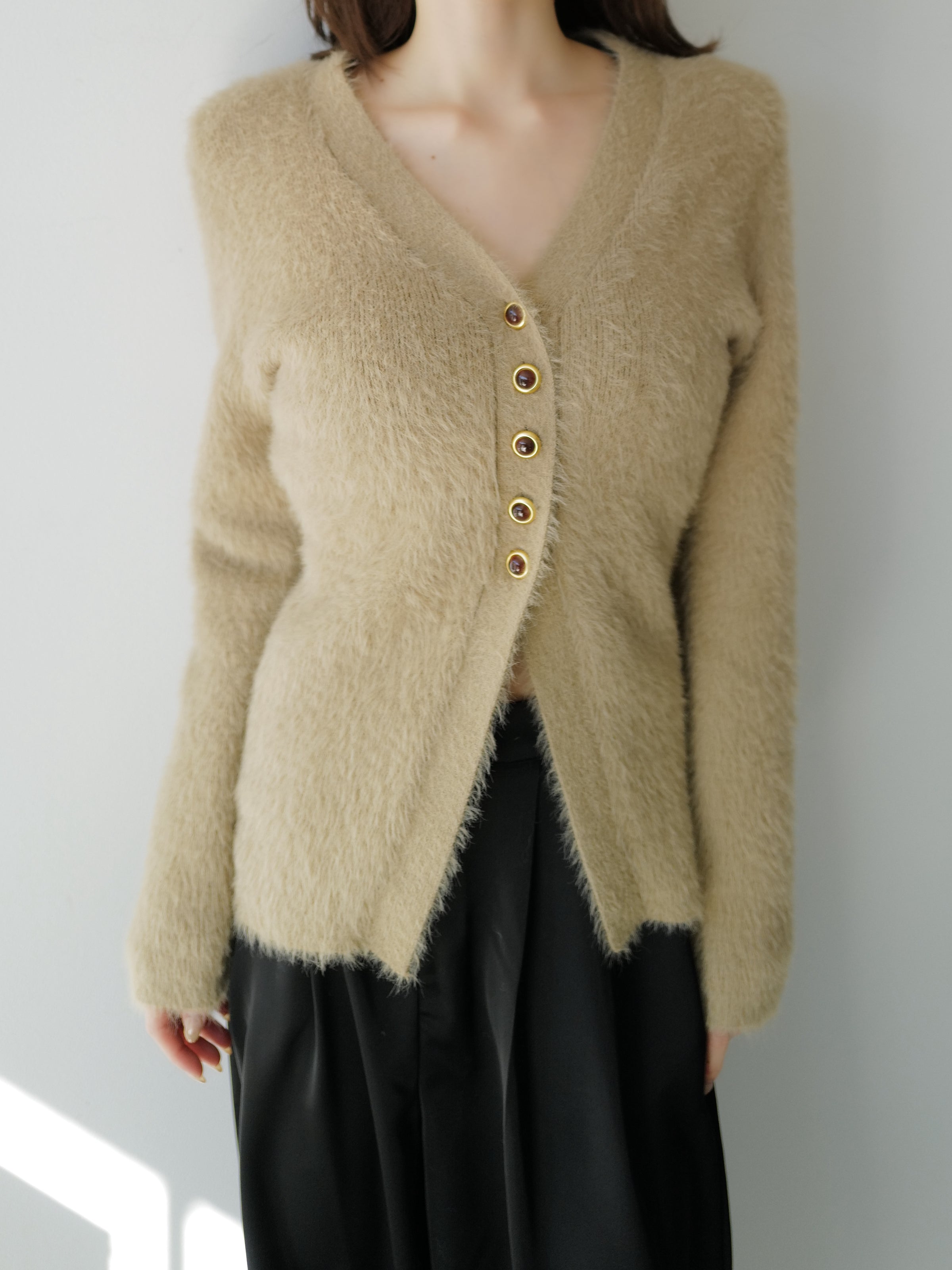 angora slim knit cardigan