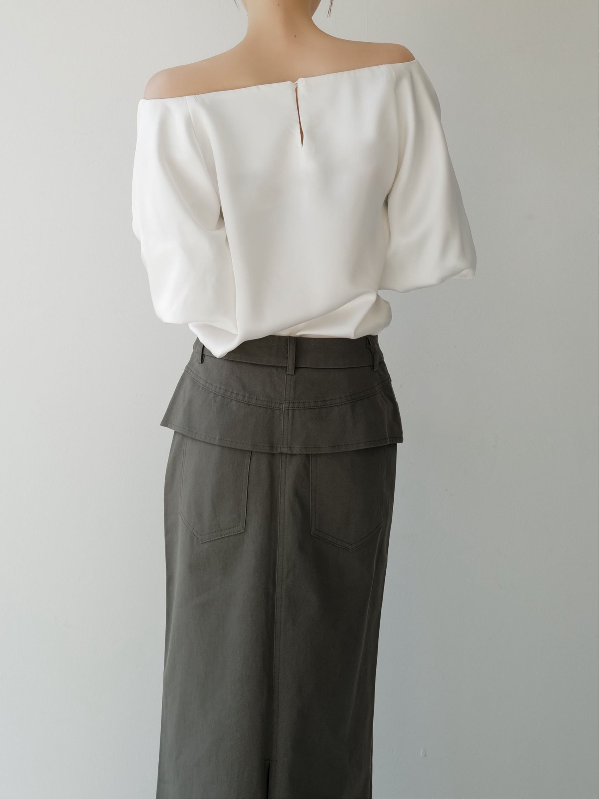 balloon sleeve satin blouse