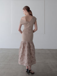 off-shoulder jacquard maxi dress