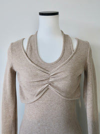 front cross rib knit dress