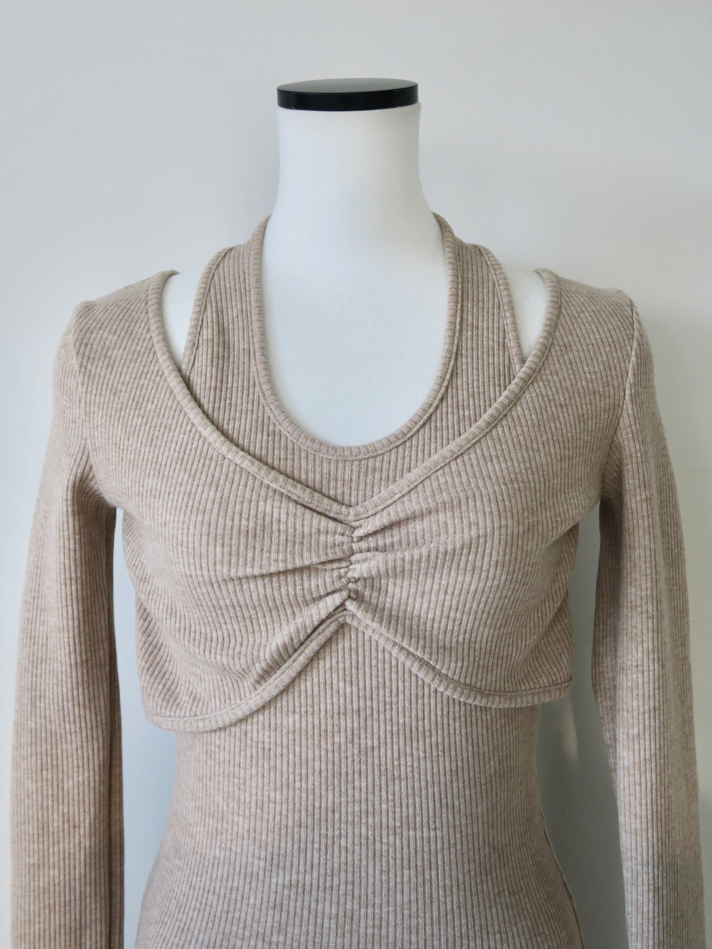 front cross rib knit dress