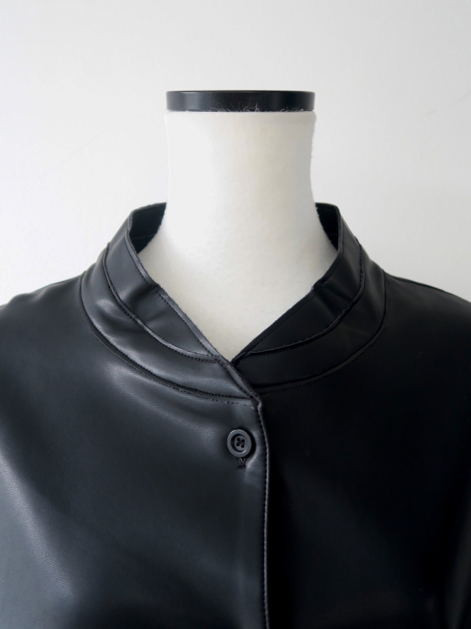 collarless leather jacket